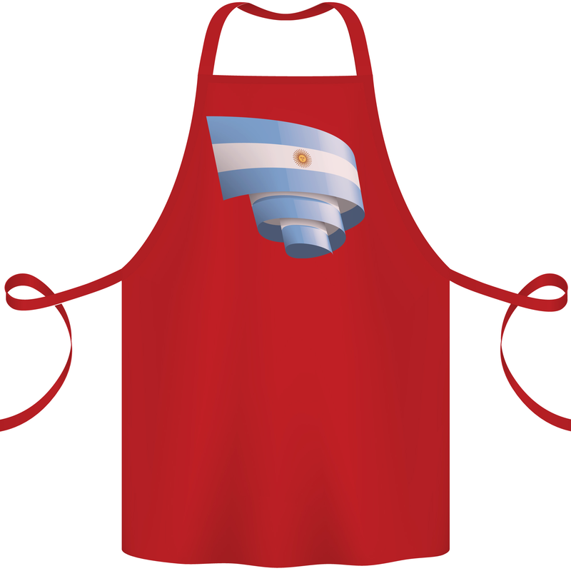 Curled Argentina Flag Argentinian Day Football Cotton Apron 100% Organic Red