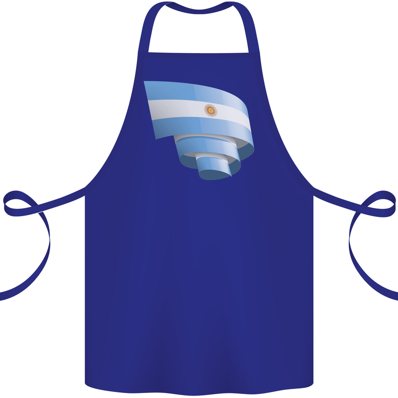Curled Argentina Flag Argentinian Day Football Cotton Apron 100% Organic Royal Blue