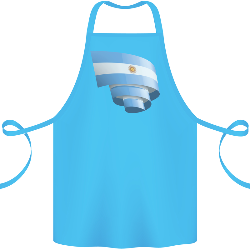 Curled Argentina Flag Argentinian Day Football Cotton Apron 100% Organic Turquoise