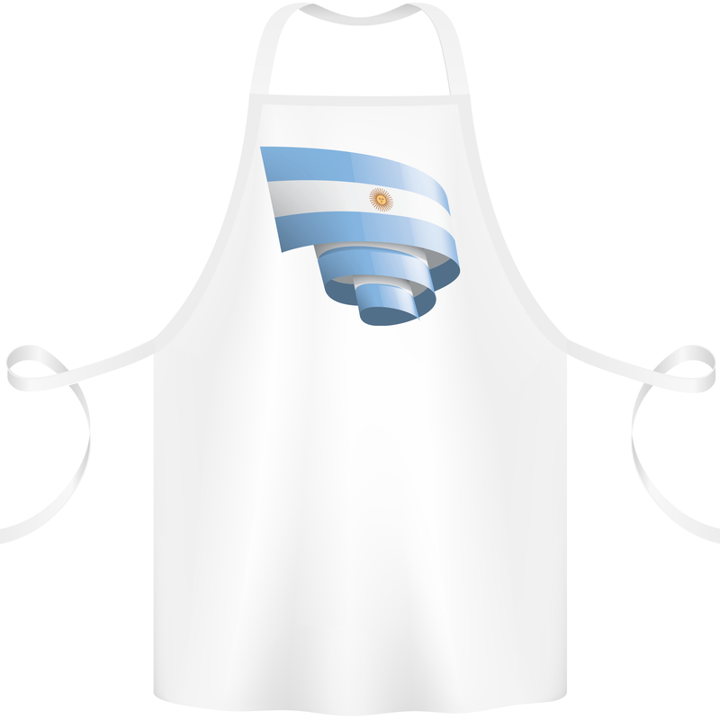 Curled Argentina Flag Argentinian Day Football Cotton Apron 100% Organic White