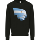 Curled Argentina Flag Argentinian Day Football Kids Sweatshirt Jumper Black