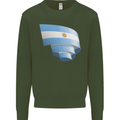 Curled Argentina Flag Argentinian Day Football Kids Sweatshirt Jumper Forest Green