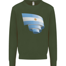 Curled Argentina Flag Argentinian Day Football Kids Sweatshirt Jumper Forest Green