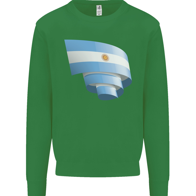 Curled Argentina Flag Argentinian Day Football Kids Sweatshirt Jumper Irish Green