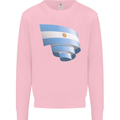 Curled Argentina Flag Argentinian Day Football Kids Sweatshirt Jumper Light Pink