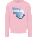 Curled Argentina Flag Argentinian Day Football Kids Sweatshirt Jumper Light Pink