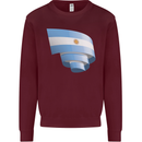 Curled Argentina Flag Argentinian Day Football Kids Sweatshirt Jumper Maroon
