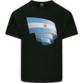 Curled Argentina Flag Argentinian Day Football Kids T-Shirt Childrens Black