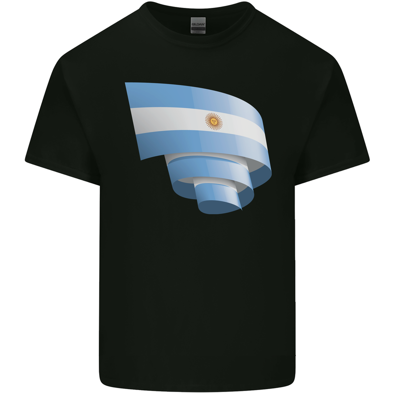 Curled Argentina Flag Argentinian Day Football Kids T-Shirt Childrens Black