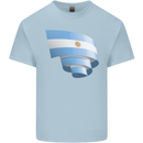 Curled Argentina Flag Argentinian Day Football Kids T-Shirt Childrens Light Blue