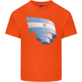 Curled Argentina Flag Argentinian Day Football Kids T-Shirt Childrens Orange