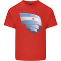 Curled Argentina Flag Argentinian Day Football Kids T-Shirt Childrens Red
