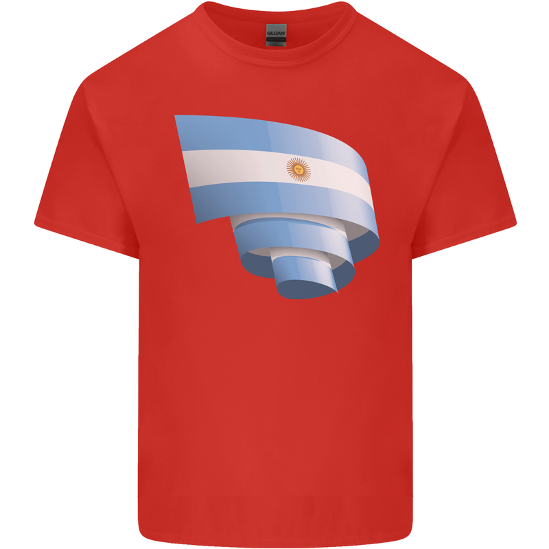 Curled Argentina Flag Argentinian Day Football Kids T-Shirt Childrens Red