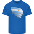 Curled Argentina Flag Argentinian Day Football Kids T-Shirt Childrens Royal Blue