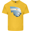 Curled Argentina Flag Argentinian Day Football Kids T-Shirt Childrens Yellow