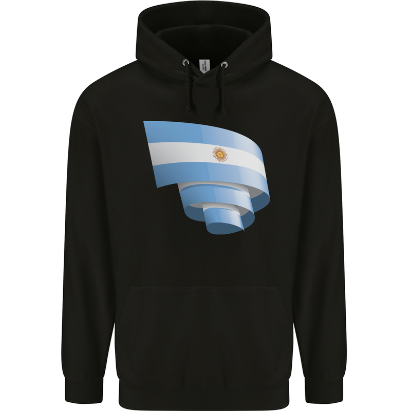 Curled Argentina Flag Argentinian Day Football Mens 80% Cotton Hoodie Black