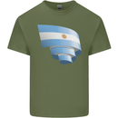 Curled Argentina Flag Argentinian Day Football Mens Cotton T-Shirt Tee Top Military Green