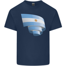 Curled Argentina Flag Argentinian Day Football Mens Cotton T-Shirt Tee Top Navy Blue