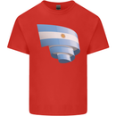 Curled Argentina Flag Argentinian Day Football Mens Cotton T-Shirt Tee Top Red