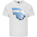 Curled Argentina Flag Argentinian Day Football Mens Cotton T-Shirt Tee Top White