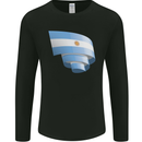 Curled Argentina Flag Argentinian Day Football Mens Long Sleeve T-Shirt Black
