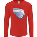 Curled Argentina Flag Argentinian Day Football Mens Long Sleeve T-Shirt Red
