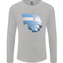 Curled Argentina Flag Argentinian Day Football Mens Long Sleeve T-Shirt Sports Grey