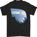 Curled Argentina Flag Argentinian Day Football Mens T-Shirt 100% Cotton Black