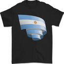 Curled Argentina Flag Argentinian Day Football Mens T-Shirt 100% Cotton Black