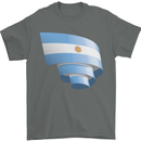 Curled Argentina Flag Argentinian Day Football Mens T-Shirt 100% Cotton Charcoal