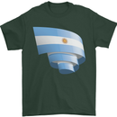Curled Argentina Flag Argentinian Day Football Mens T-Shirt 100% Cotton Forest Green