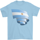 Curled Argentina Flag Argentinian Day Football Mens T-Shirt 100% Cotton Light Blue