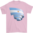 Curled Argentina Flag Argentinian Day Football Mens T-Shirt 100% Cotton Light Pink