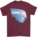 Curled Argentina Flag Argentinian Day Football Mens T-Shirt 100% Cotton Maroon