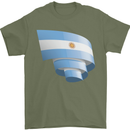 Curled Argentina Flag Argentinian Day Football Mens T-Shirt 100% Cotton Military Green