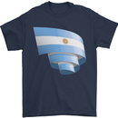Curled Argentina Flag Argentinian Day Football Mens T-Shirt 100% Cotton Navy Blue