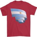 Curled Argentina Flag Argentinian Day Football Mens T-Shirt 100% Cotton Red