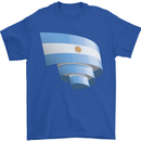 Curled Argentina Flag Argentinian Day Football Mens T-Shirt 100% Cotton Royal Blue