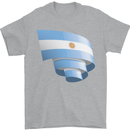 Curled Argentina Flag Argentinian Day Football Mens T-Shirt 100% Cotton Sports Grey