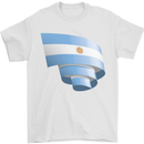 Curled Argentina Flag Argentinian Day Football Mens T-Shirt 100% Cotton White