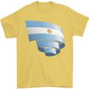 Curled Argentina Flag Argentinian Day Football Mens T-Shirt 100% Cotton Yellow