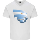 Curled Argentina Flag Argentinian Day Football Mens V-Neck Cotton T-Shirt White