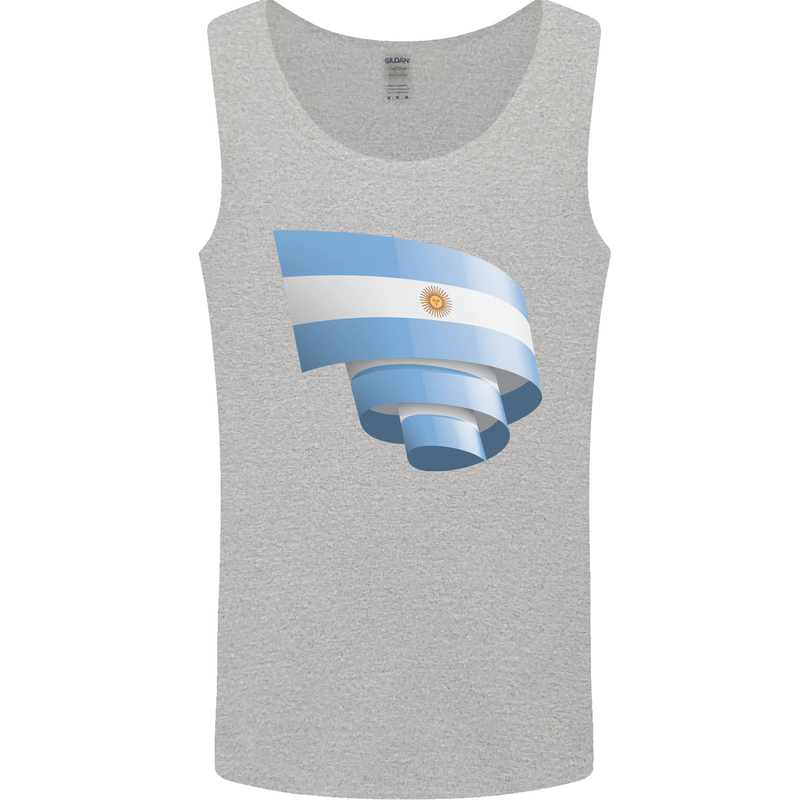 Curled Argentina Flag Argentinian Day Football Mens Vest Tank Top Sports Grey