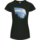 Curled Argentina Flag Argentinian Day Football Womens Petite Cut T-Shirt Black