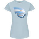 Curled Argentina Flag Argentinian Day Football Womens Petite Cut T-Shirt Light Blue
