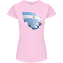 Curled Argentina Flag Argentinian Day Football Womens Petite Cut T-Shirt Light Pink