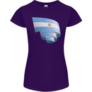 Curled Argentina Flag Argentinian Day Football Womens Petite Cut T-Shirt Purple