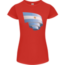 Curled Argentina Flag Argentinian Day Football Womens Petite Cut T-Shirt Red
