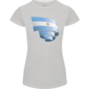 Curled Argentina Flag Argentinian Day Football Womens Petite Cut T-Shirt Sports Grey
