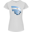 Curled Argentina Flag Argentinian Day Football Womens Petite Cut T-Shirt White
